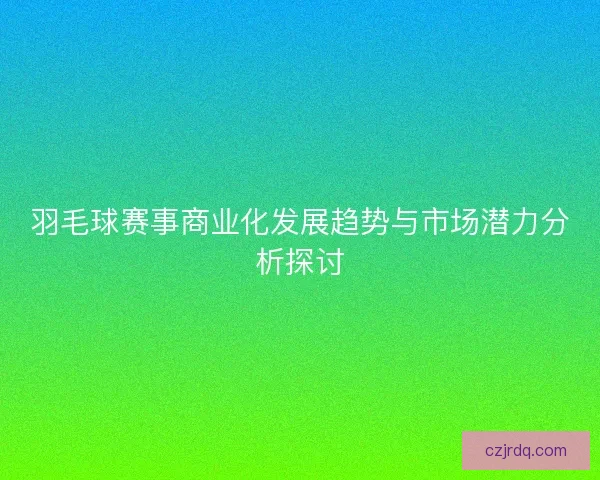 羽毛球赛事商业化发展趋势与市场潜力分析探讨
